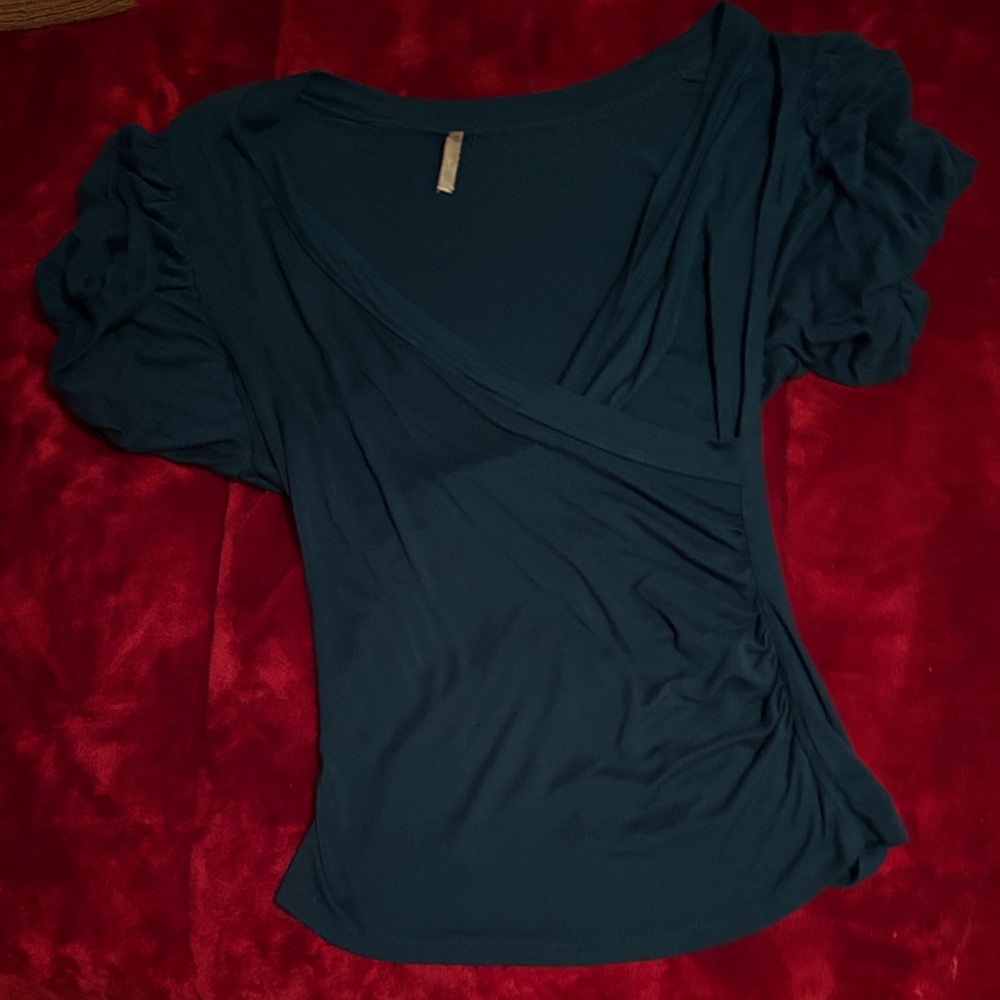 Elegant Teal Wrap Top